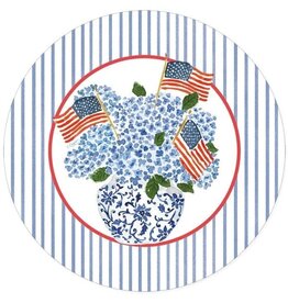 Caspari Paper Salad-Dessert Plates 8pk Flags And Hydrangeas