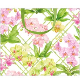 Caspari Gift Bag LG 11.75x4.75x10 Orchid Conservatory