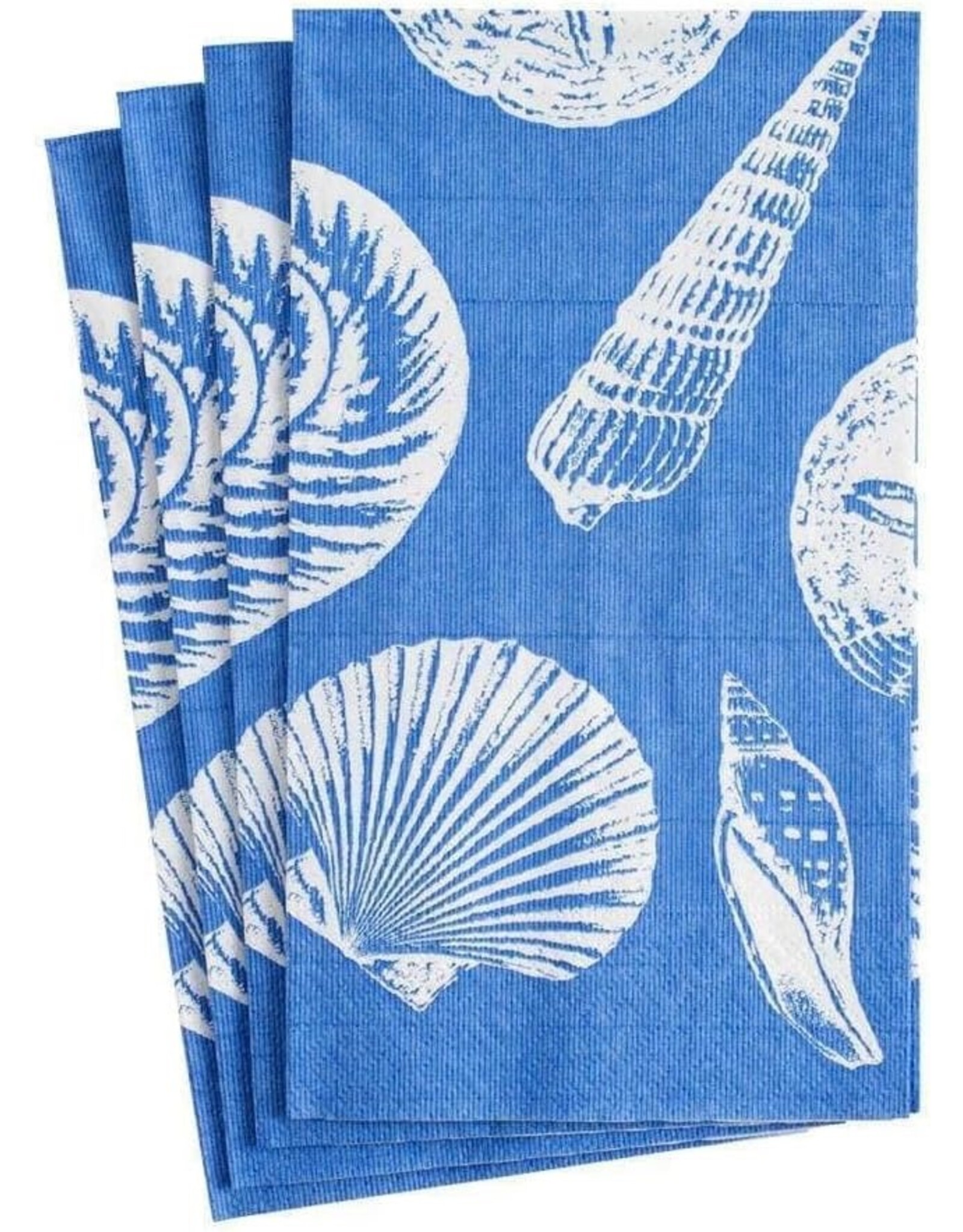 Caspari Paper Guest Towel Napkins Sea Shells In Blue