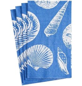 Caspari Paper Guest Towel Napkins Sea Shells In Blue