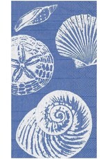 Caspari Paper Guest Towel Napkins Sea Shells In Blue