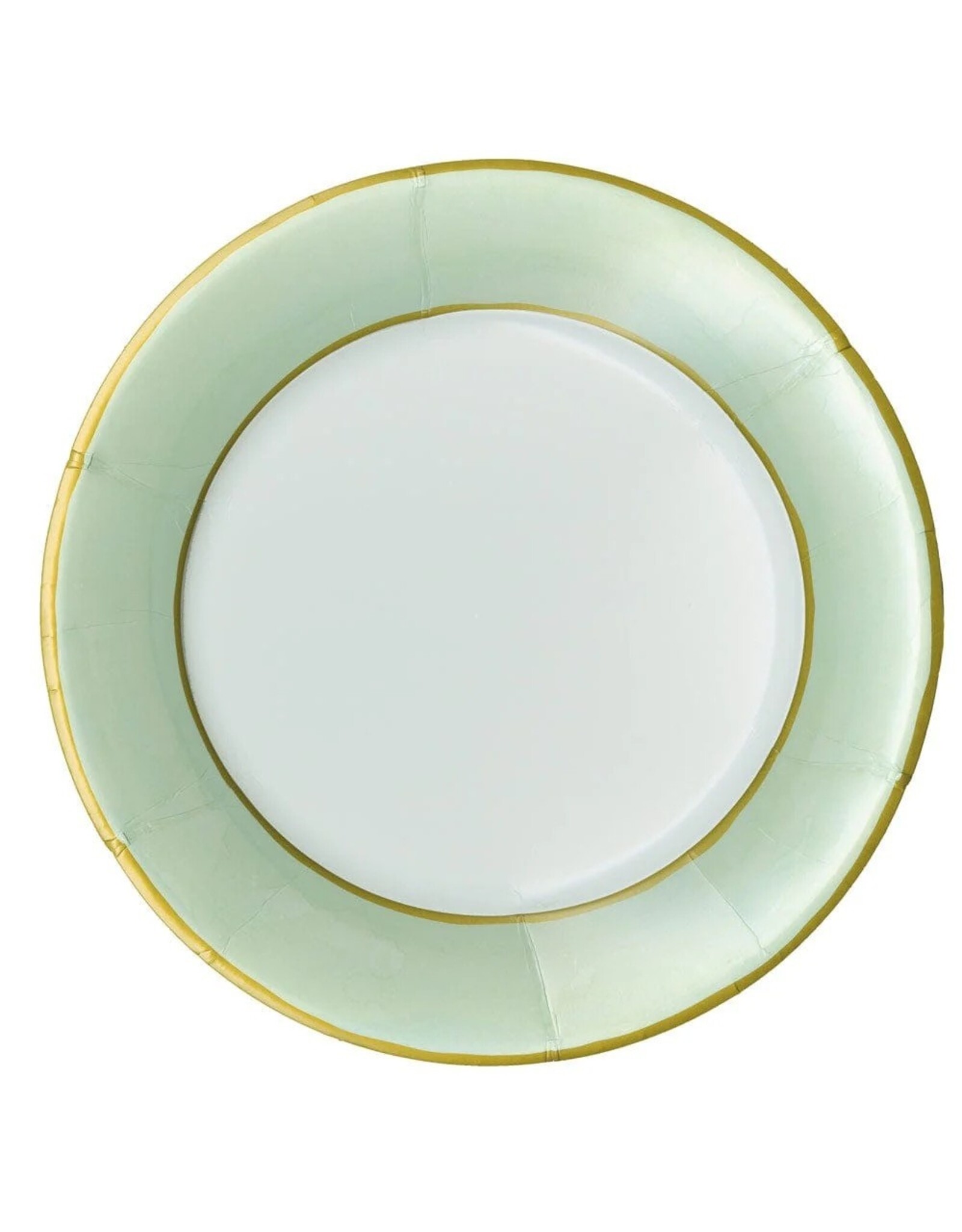 Caspari Luxury Paper Dinner Plates 8pk Round Watercolor Celadon