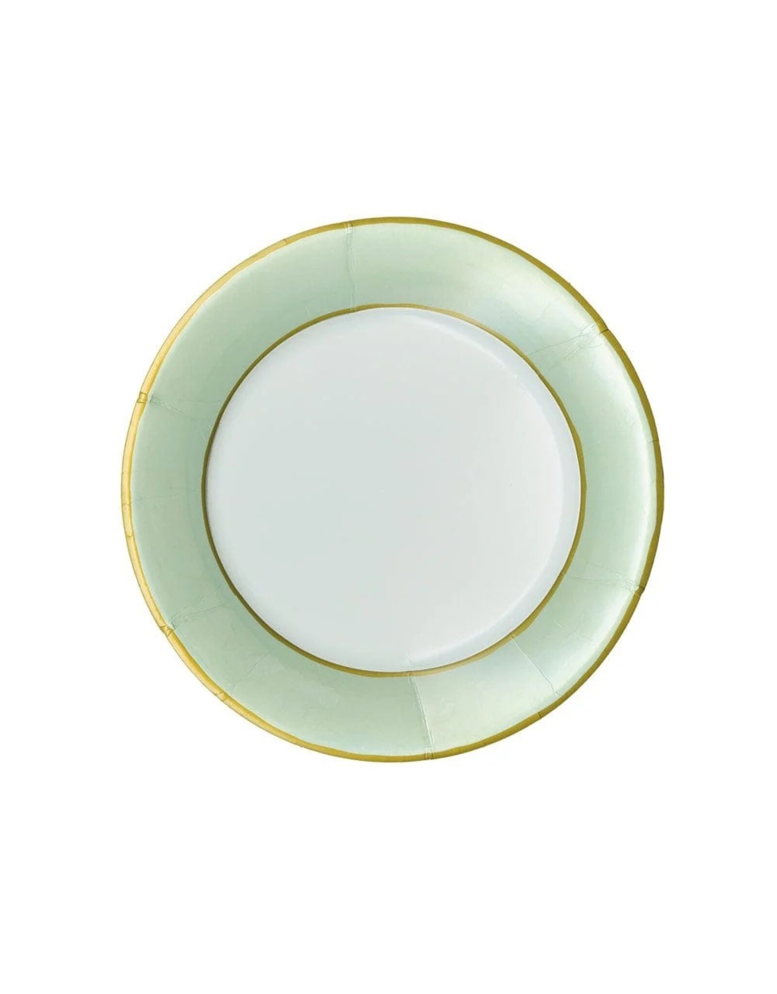 Caspari Luxury Paper Salad-Dessert Plates 8pk Round Watercolor Celadon