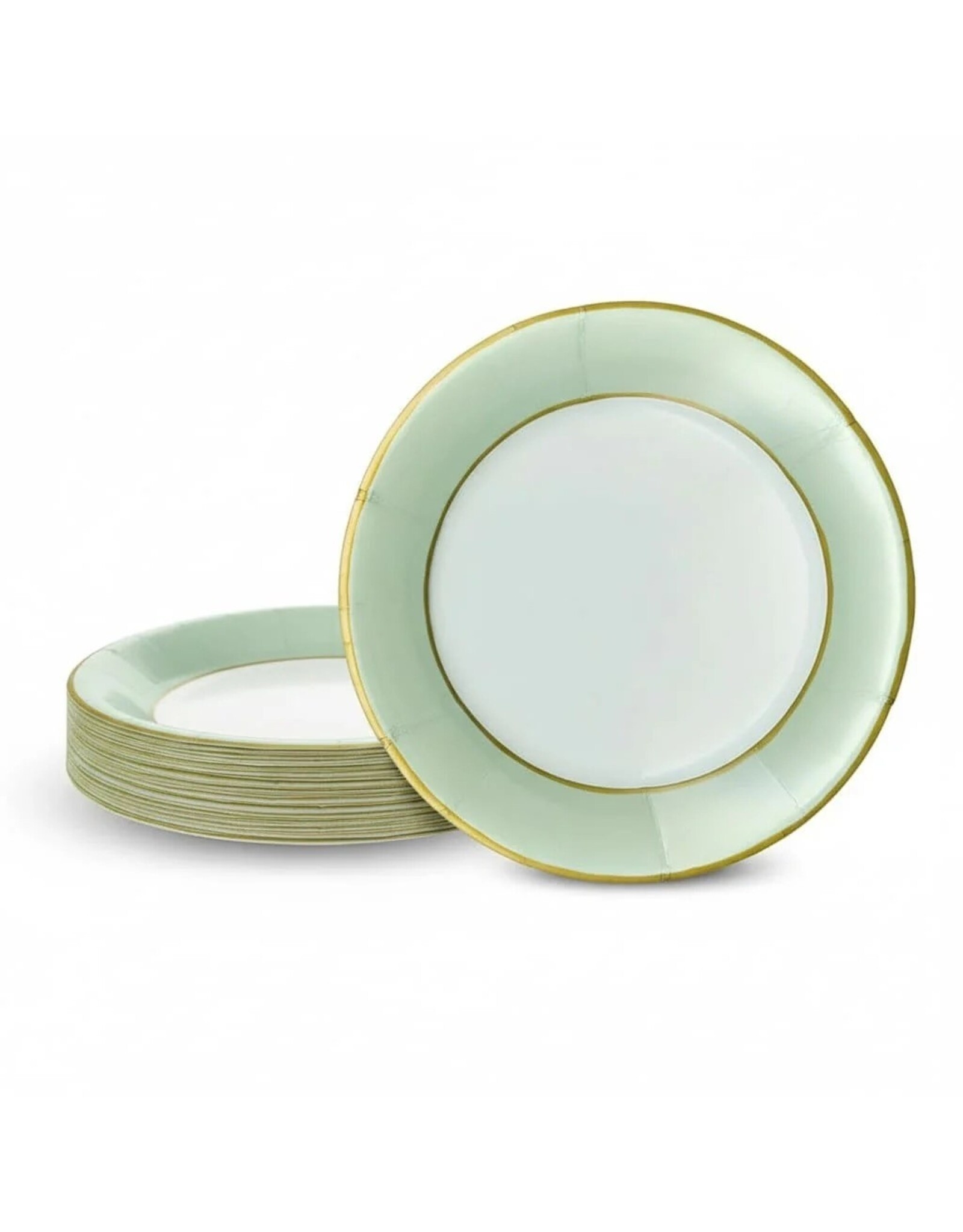 Caspari Luxury Paper Salad-Dessert Plates 8pk Round Watercolor Celadon