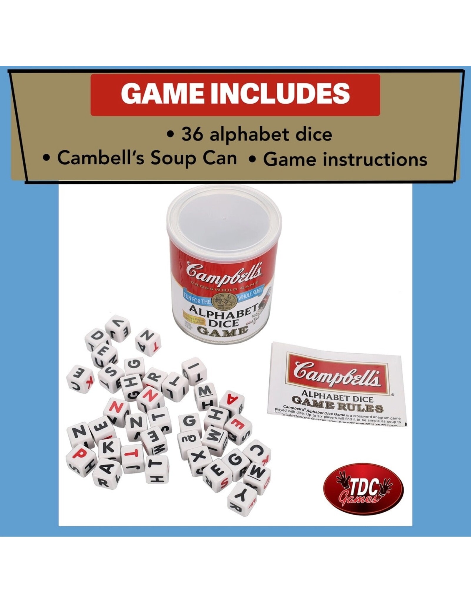 TDC Games Campbell's Alphabet Dice Word Game