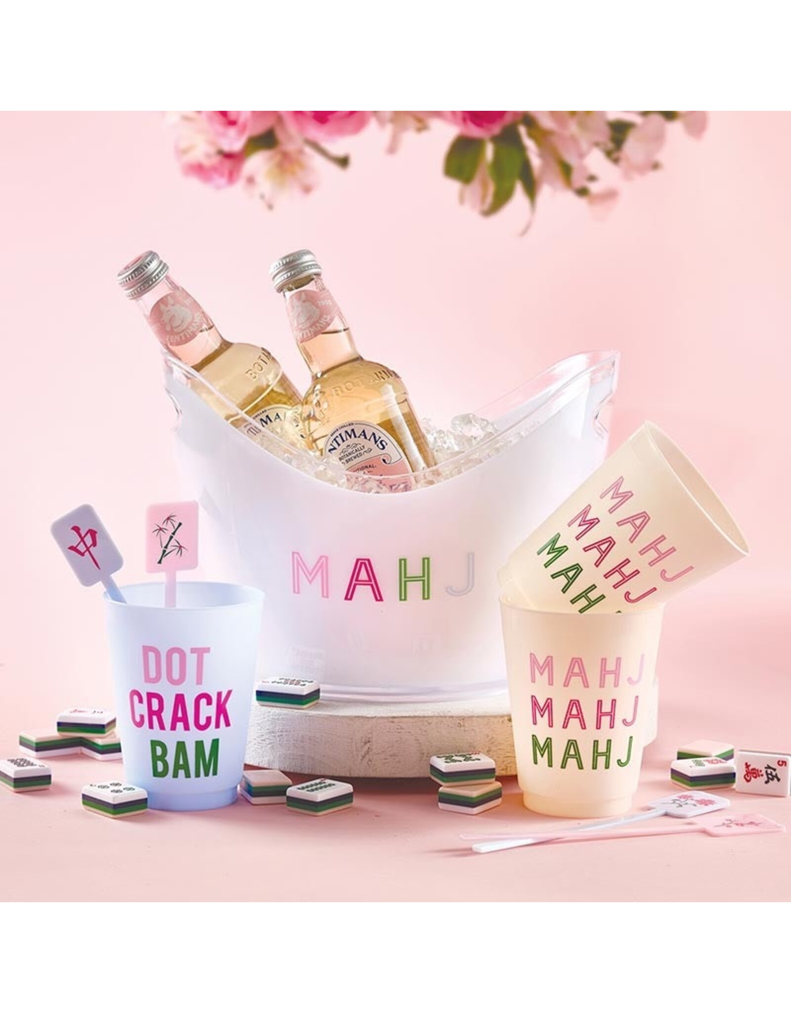 Slant Mahjong Party Acrylic Beverage Ice Bucket w MAHJ