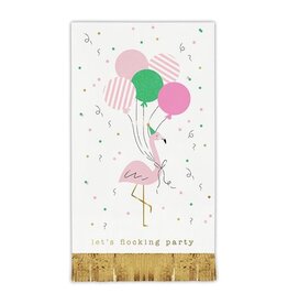 Slant Paper Guest Towel Napkins 20ct Flamingo Flocking Party Foil Fringe