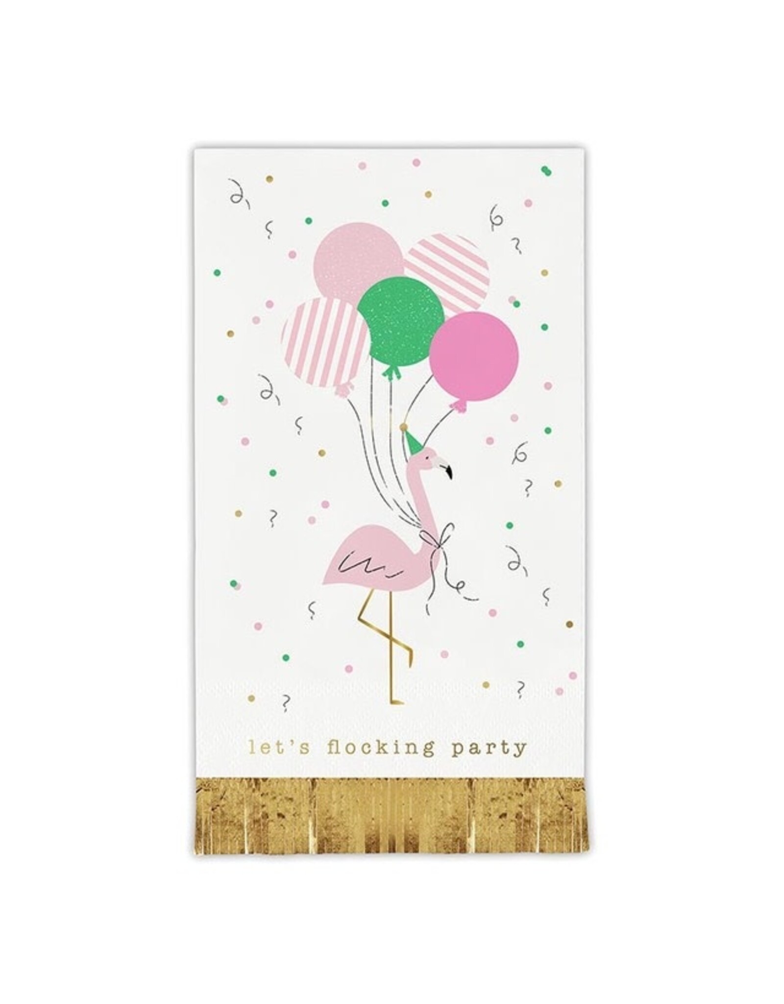 Slant Paper Guest Towel Napkins 20ct Flamingo Flocking Party Foil Fringe