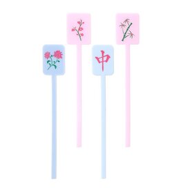 Slant Mahjong Acrylic Stir Sticks Set of 4 Mahjong Drink Stirrers