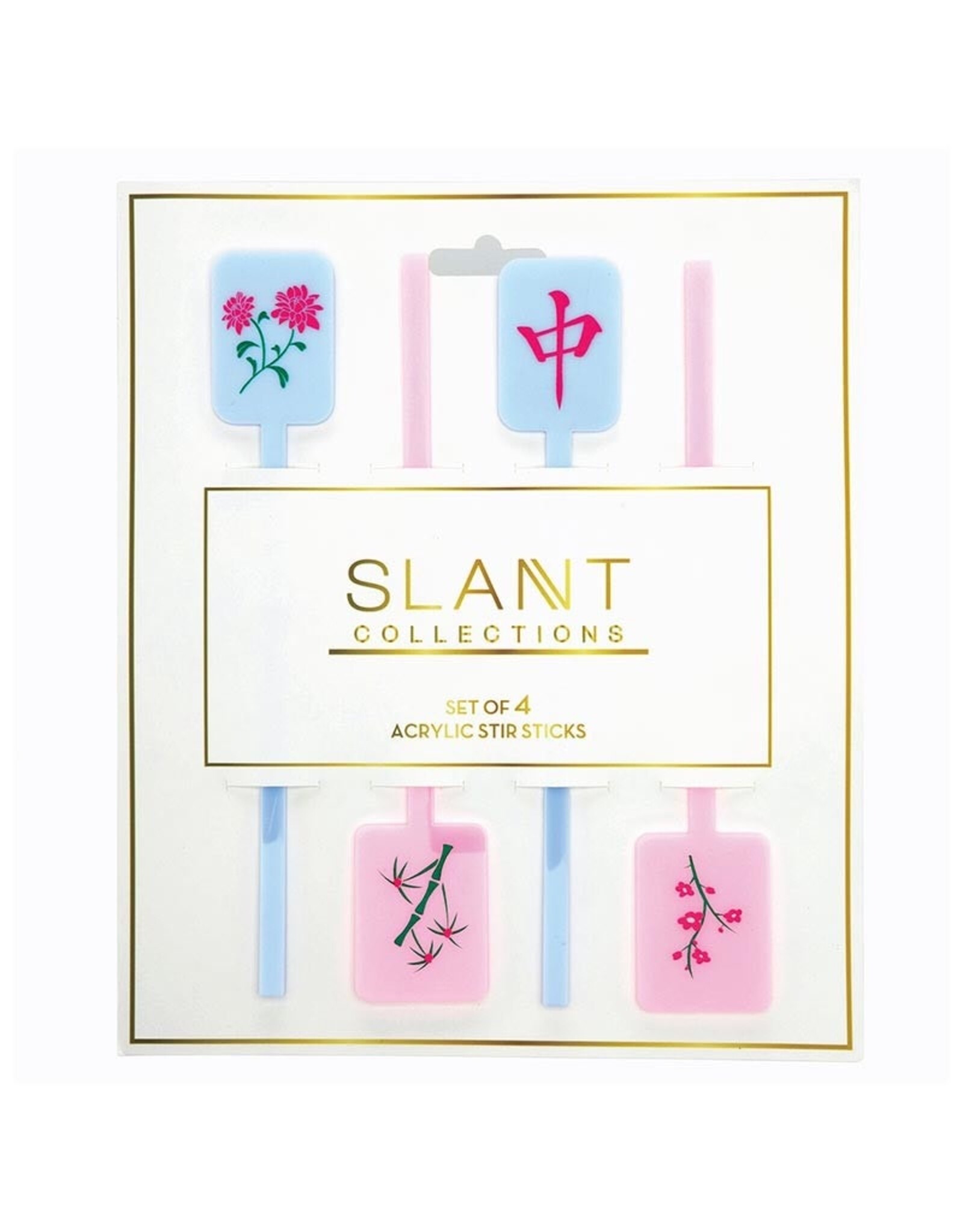 Slant Mahjong Acrylic Stir Sticks Set of 4 Mahjong Drink Stirrers