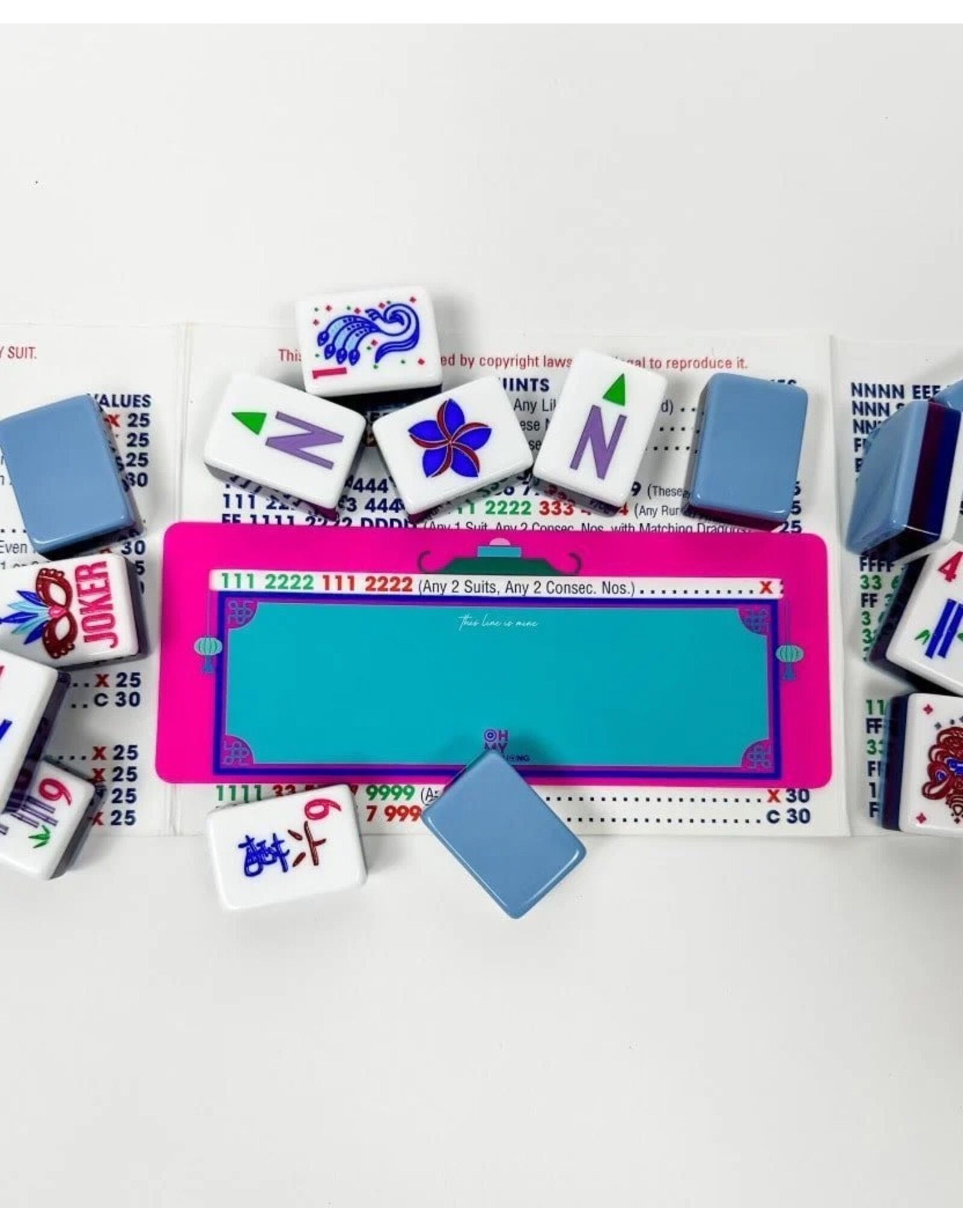Oh My Mahjong Pink Mahjong Line Finders for NMJL IMC Playing Cards