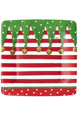 Caspari Christmas Paper Salad-Dessert Plates SQ 8pk Stocking Stripe
