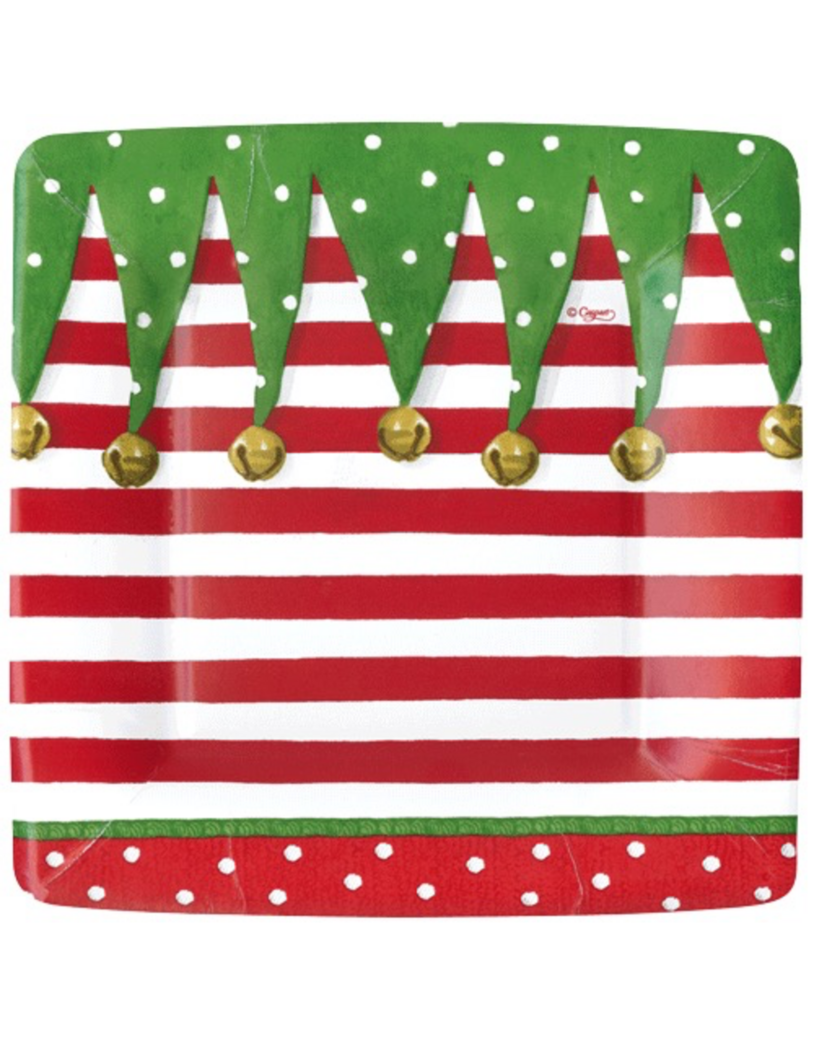 Caspari Christmas Paper Salad-Dessert Plates SQ 8pk Stocking Stripe