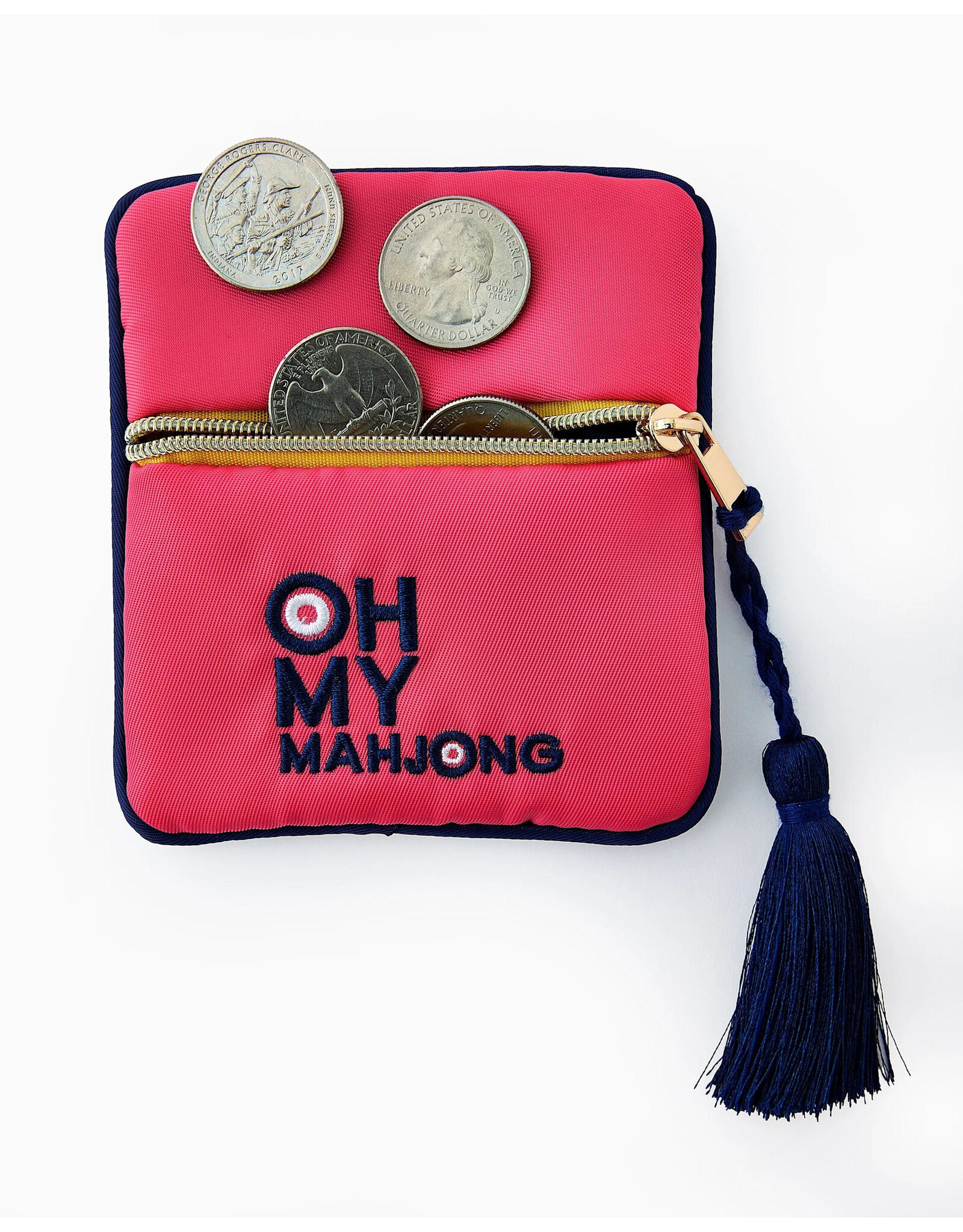 Oh My Mahjong Pink Mahjong Coin and Dice Bag