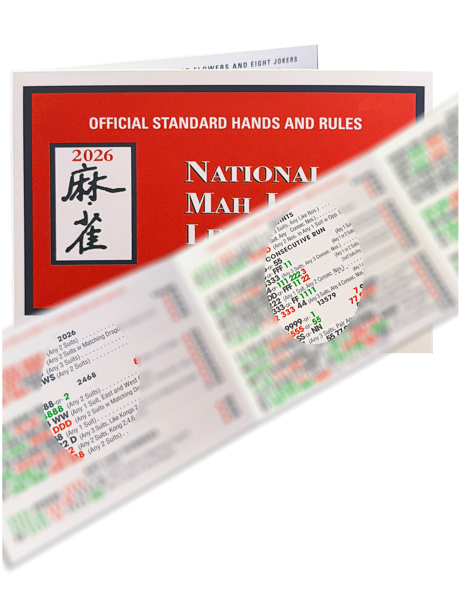 National Mah Jongg League 2026 Mahjong Card NMJL LARGE Size 6x5