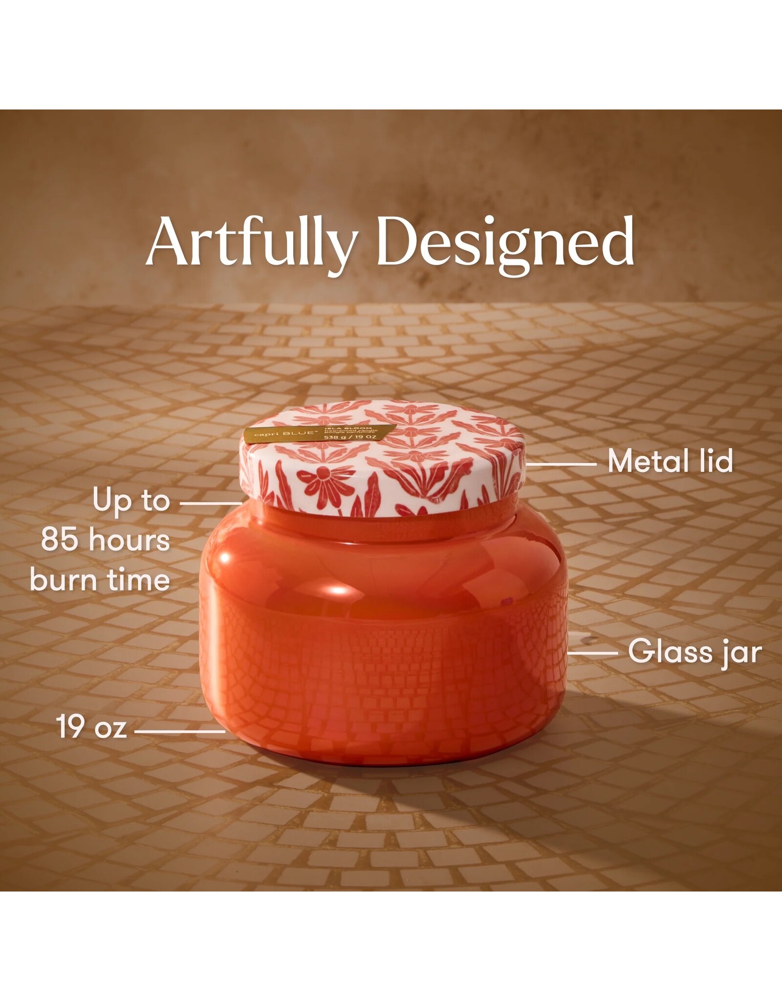 capri BLUE Isa Bloom Candle Jar 19 Oz Riviera Sunset Limited Edition