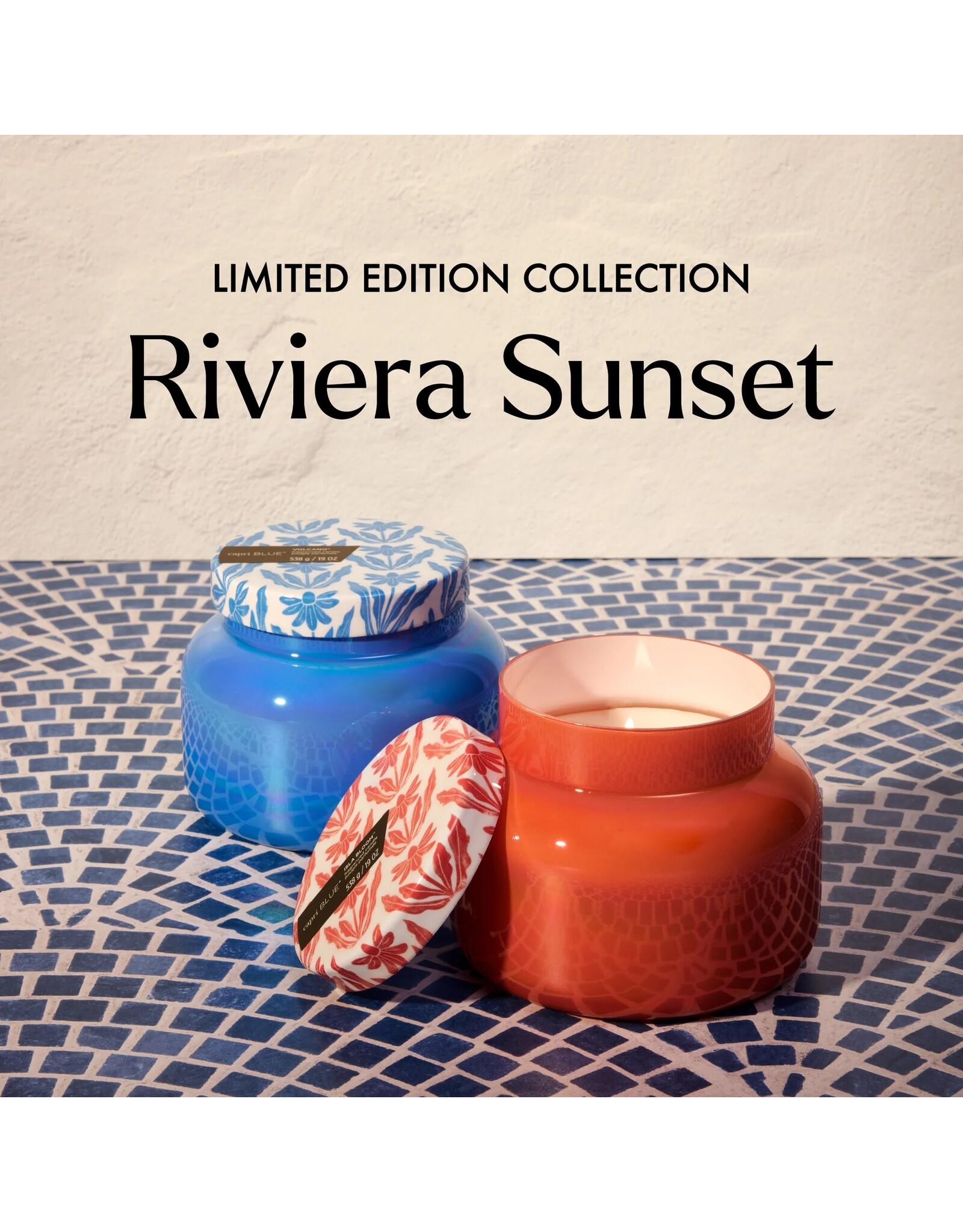 capri BLUE Isa Bloom Candle Jar 19 Oz Riviera Sunset Limited Edition