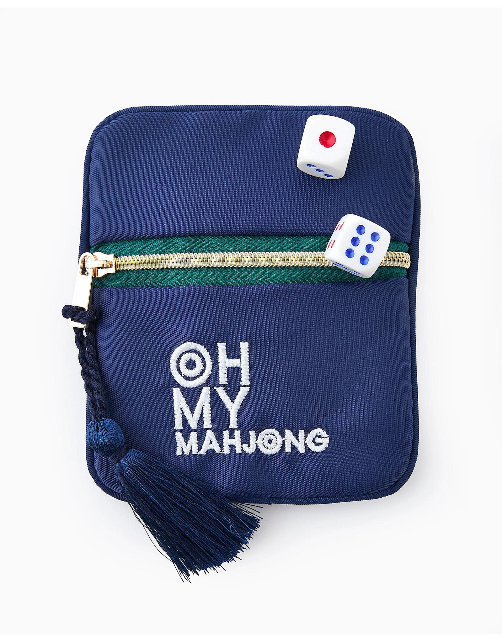 Oh My Mahjong Blue Mahjong Coin and Dice Bag
