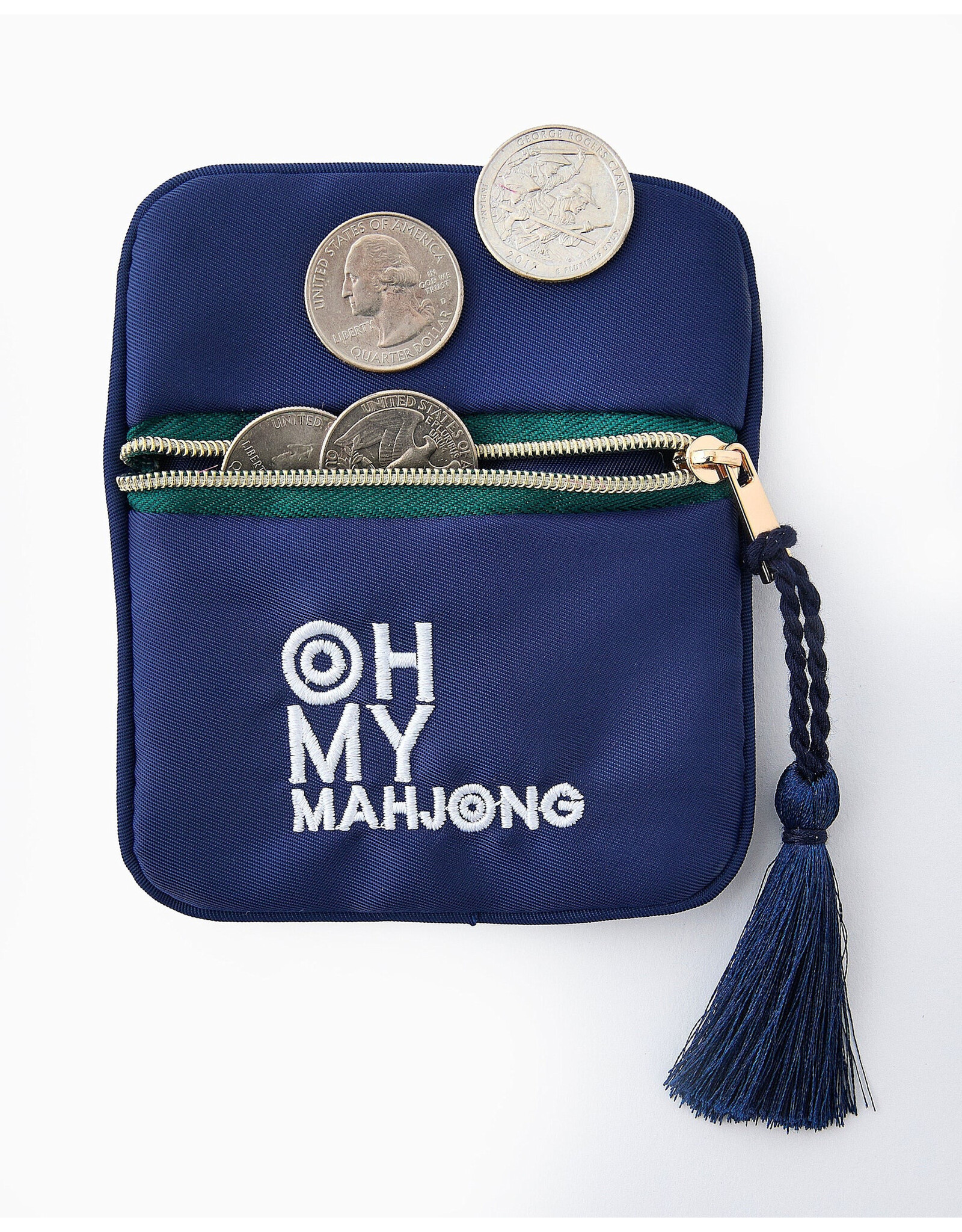 Oh My Mahjong Blue Mahjong Coin and Dice Bag