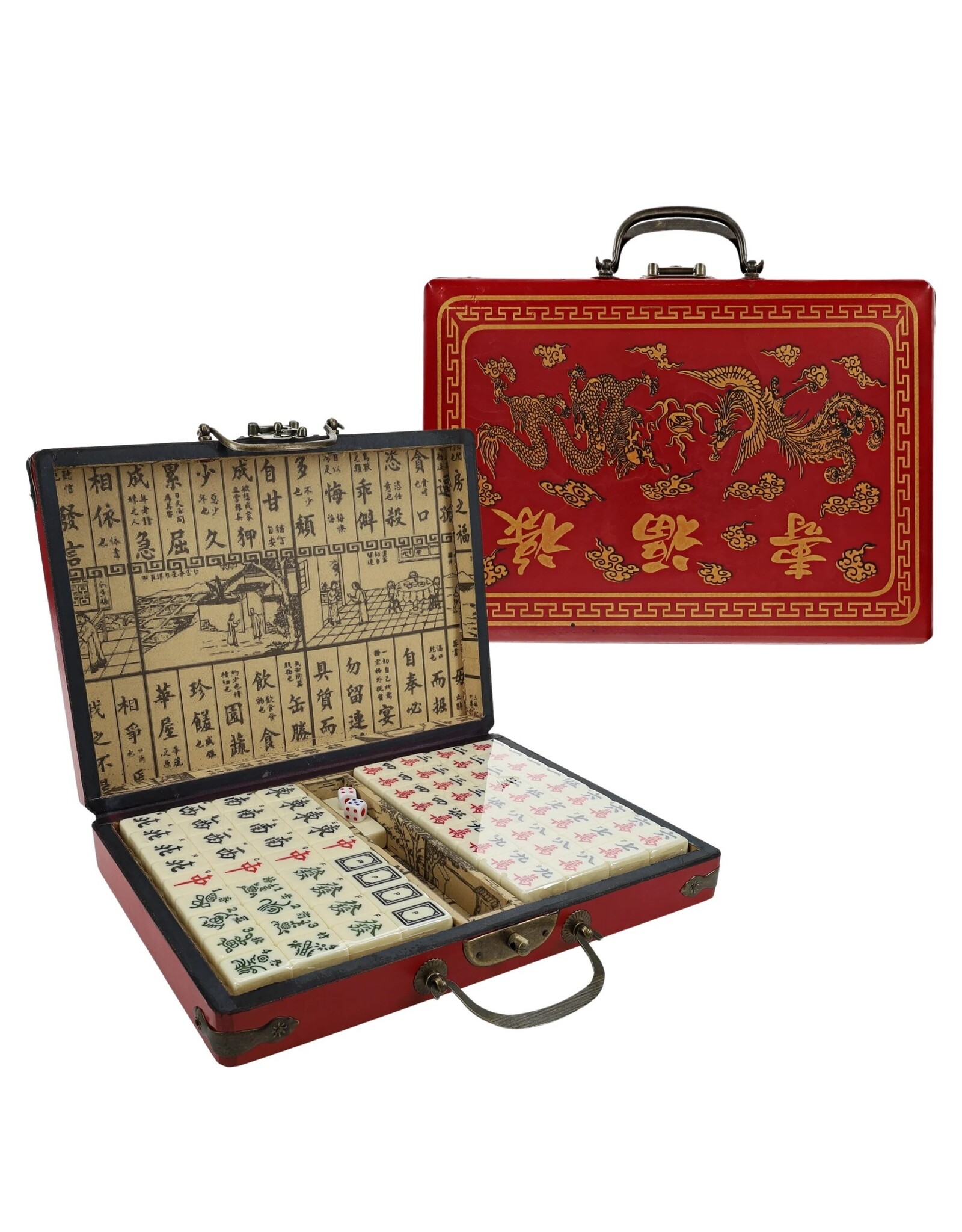 WE Games Traditional Chinese Mahjong Set Travel Size w 144 24mm White Tiles