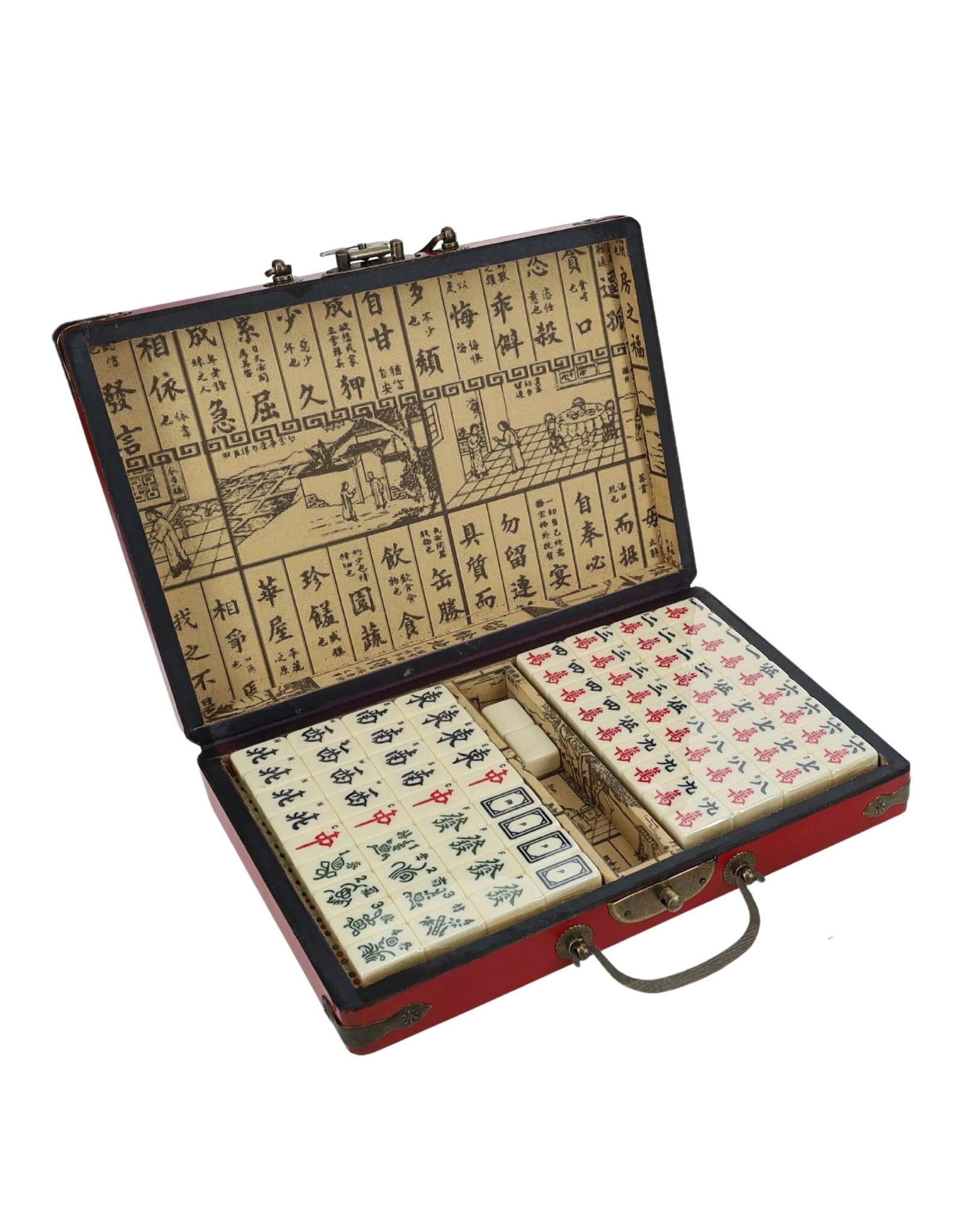 WE Games Traditional Chinese Mahjong Set Travel Size w 144 24mm White Tiles