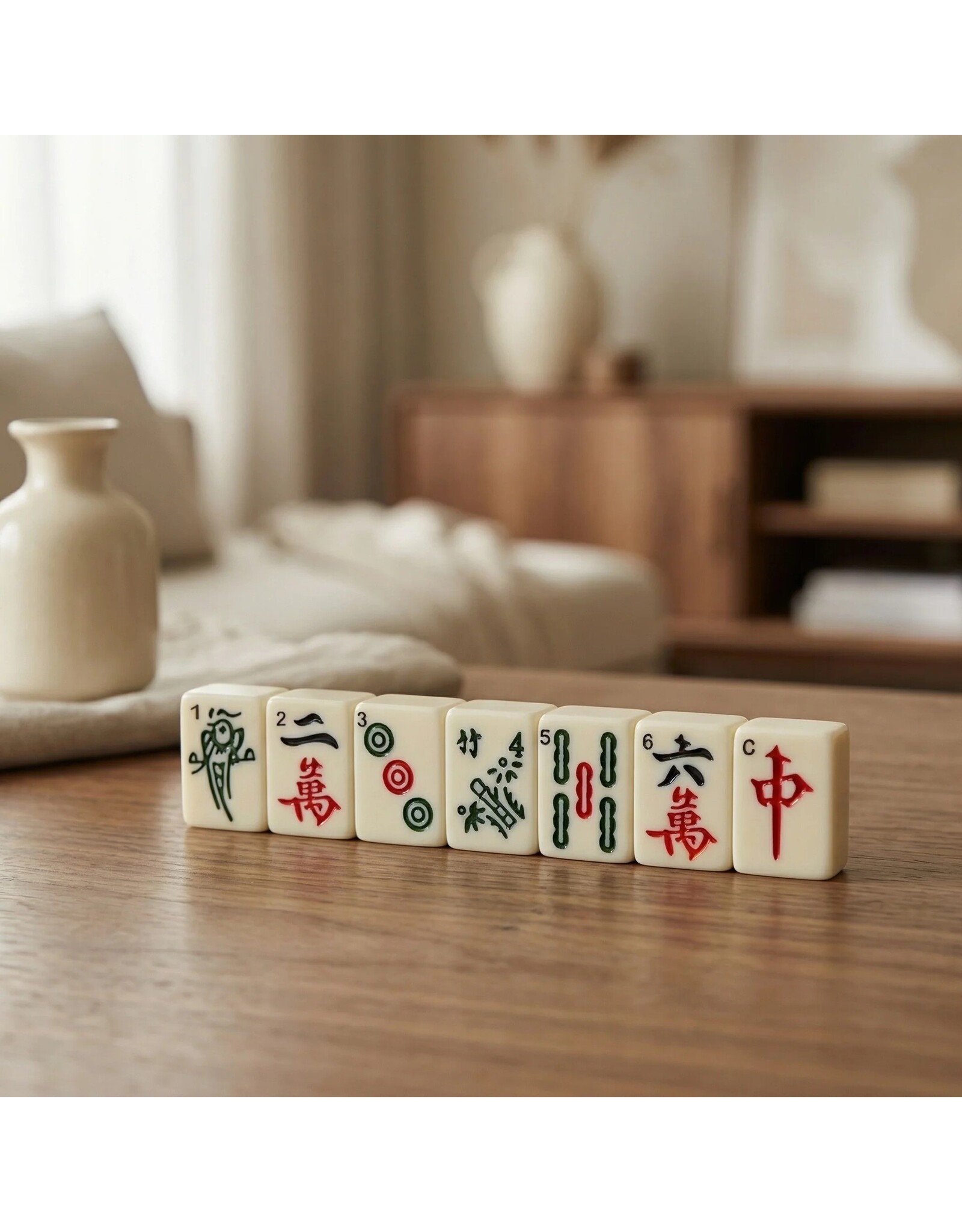 WE Games Traditional Chinese Mahjong Set Travel Size w 144 24mm White Tiles