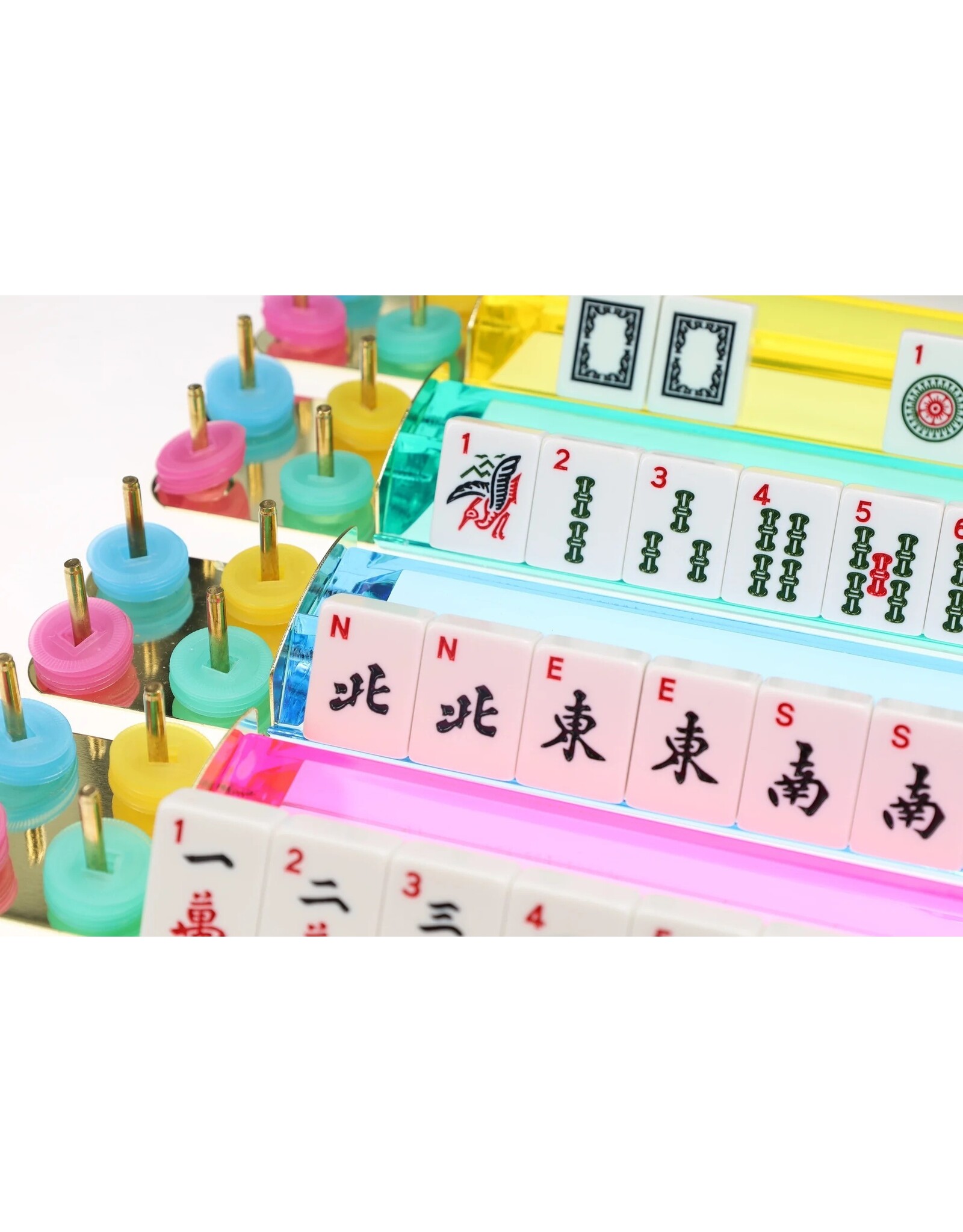 WE Games Multi-Color Acrylic Mahjong Racks Set of 4 For Mahjong Tiles