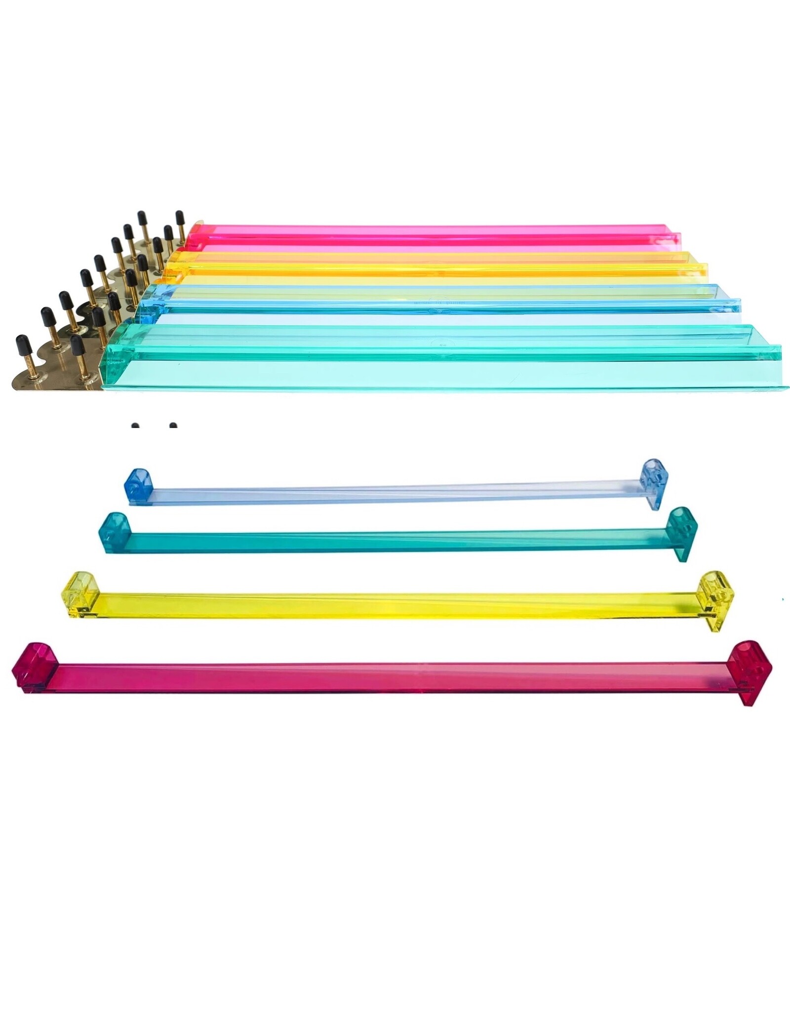 WE Games Multi-Color Acrylic Mahjong Racks & Pushers Set of 4 For Mahjong Tiles