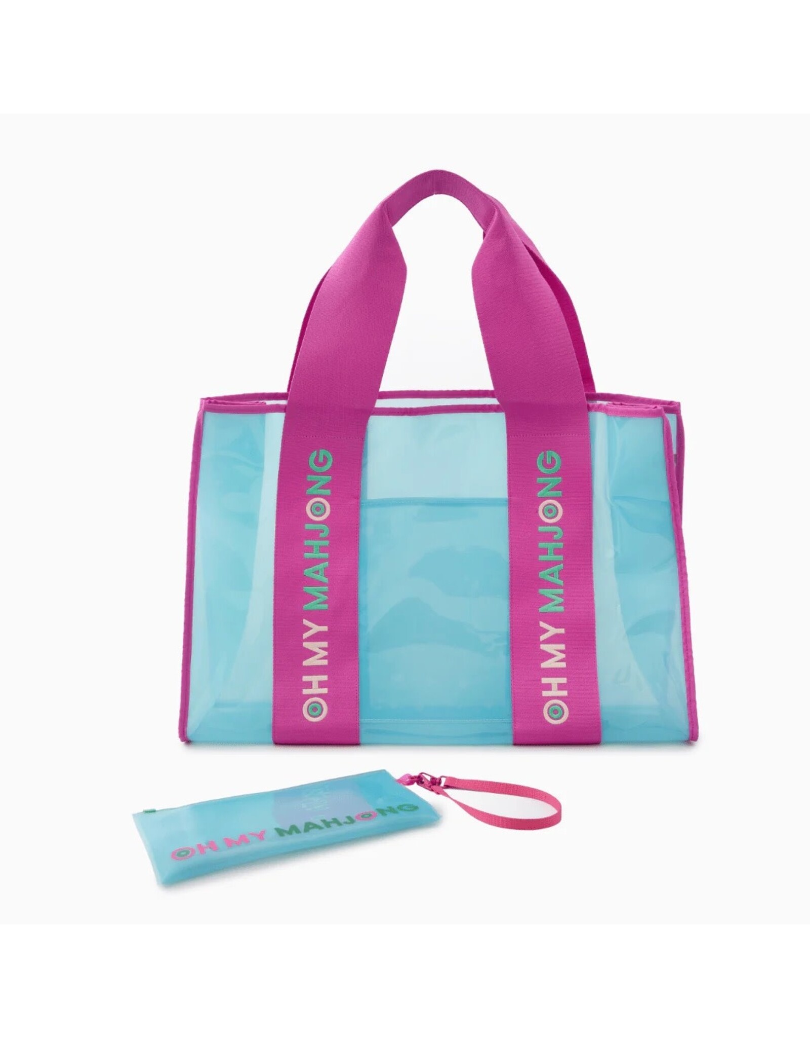 Oh My Mahjong Blue Mahjong Bag | Beach Bag w Wristlet
