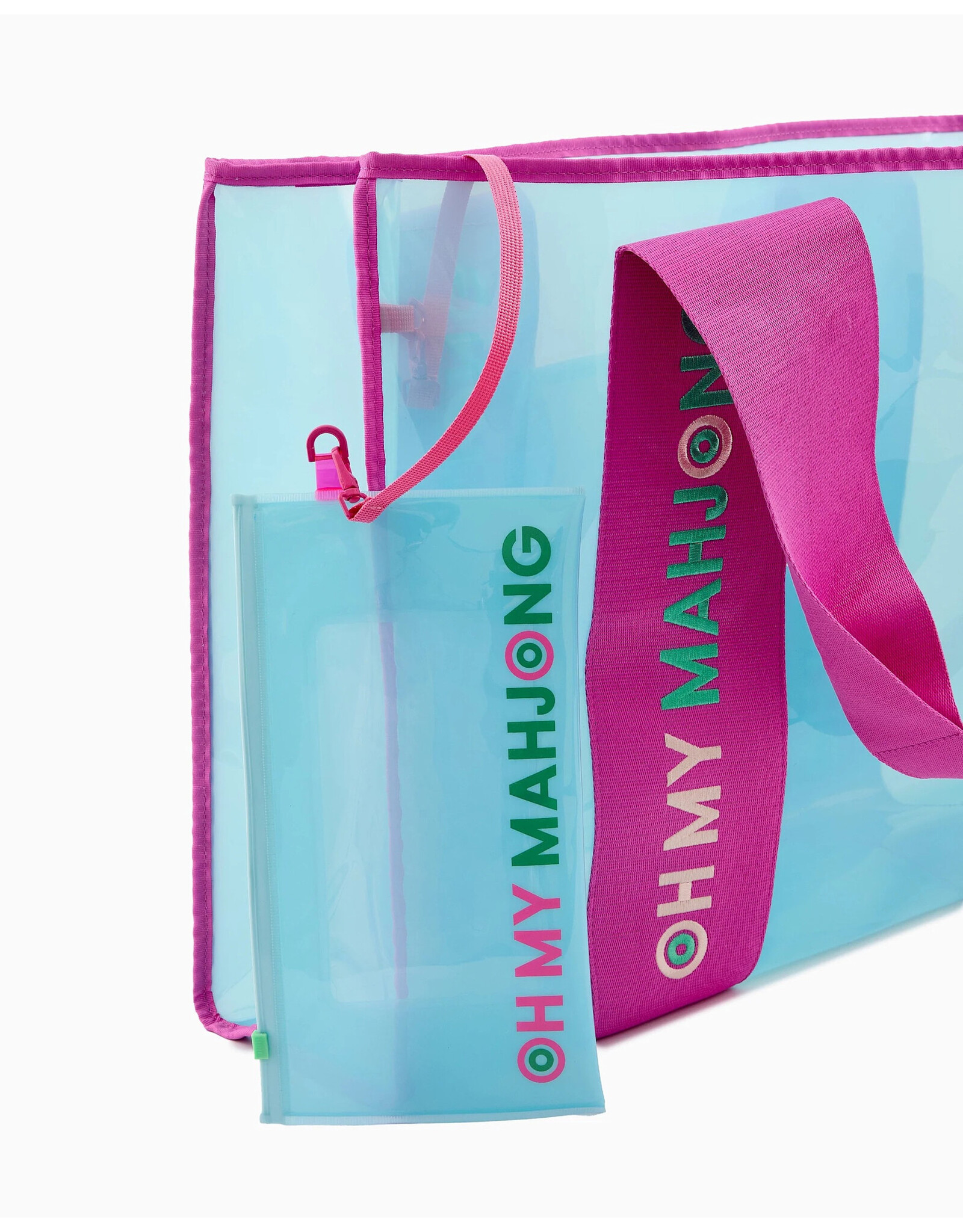 Oh My Mahjong Blue Mahjong Bag | Beach Bag w Wristlet