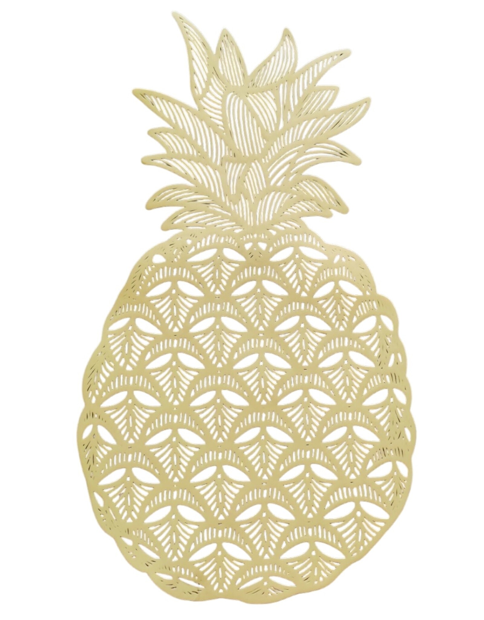 DIGS-N-GIFTS Metallic Gold PVC Placemat 1ct | Pineapple Shaped