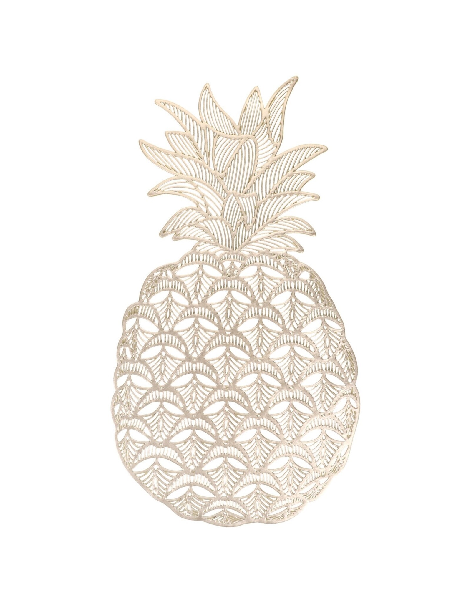DIGS-N-GIFTS Metallic Gold PVC Placemat 1ct | Pineapple Shaped
