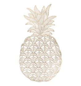 DIGS-N-GIFTS Metallic Gold PVC Placemat 1ct | Pineapple Shaped