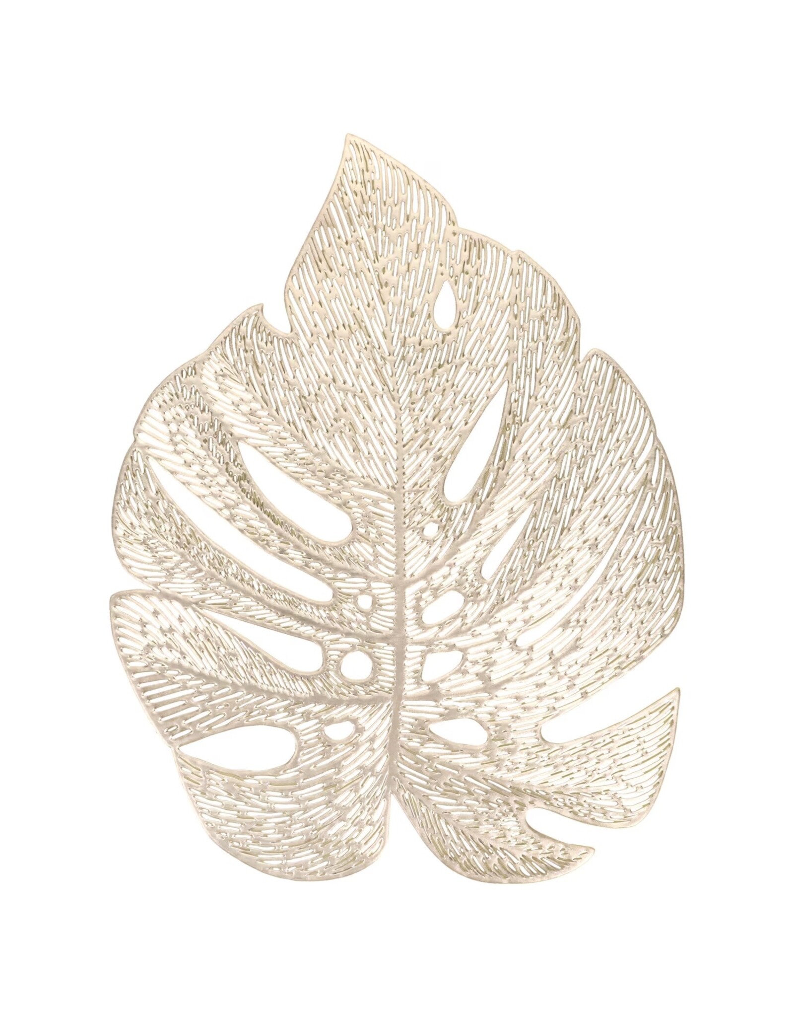DIGS-N-GIFTS Metallic Gold PVC Placemat 1ct | Leaf Shaped