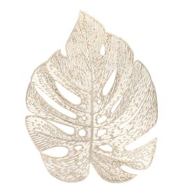 DIGS-N-GIFTS Metallic Gold PVC Placemat 1ct | Leaf Shaped