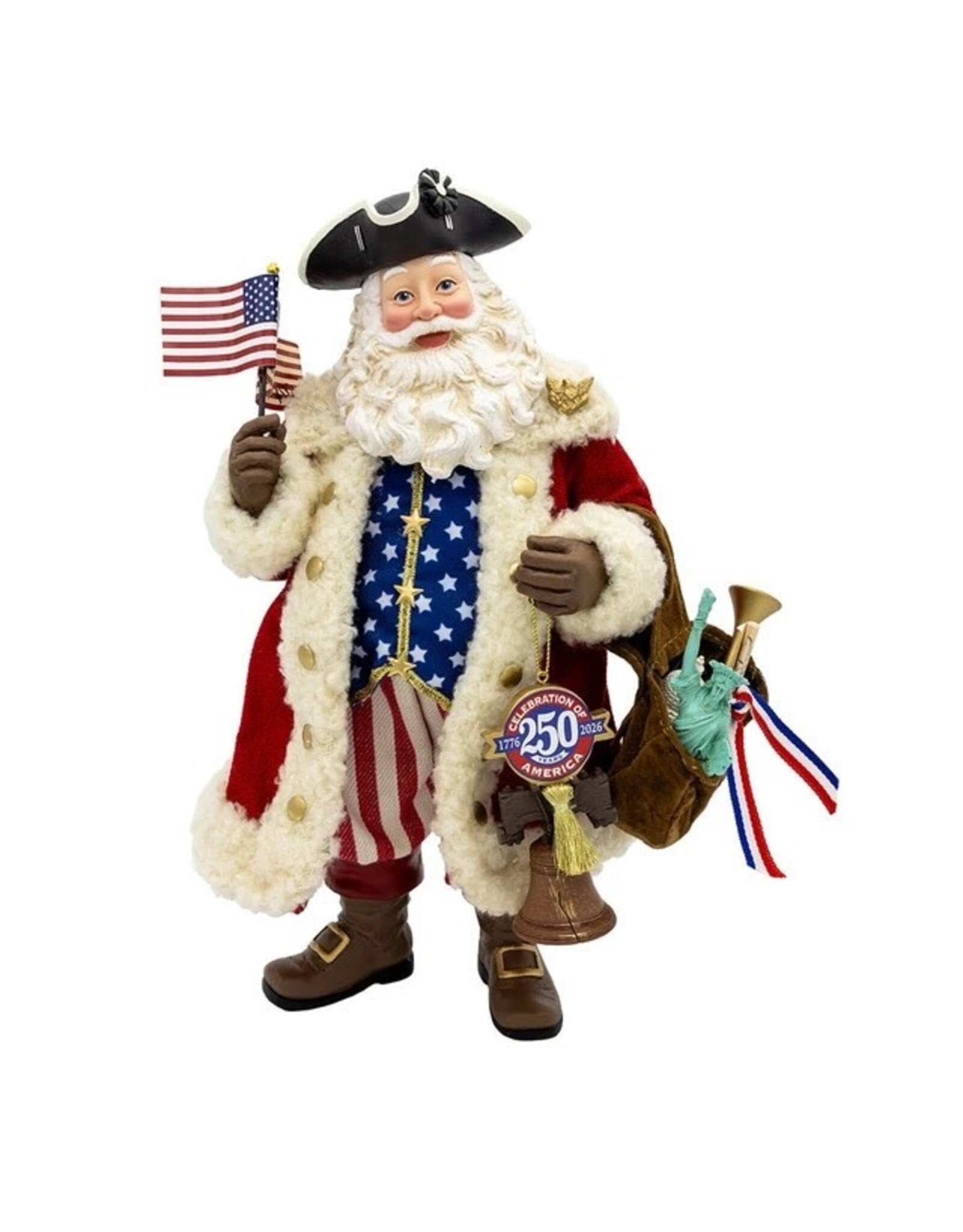 Kurt Adler Patriotic 250th Anniversary USA Fabriche Musical Santa
