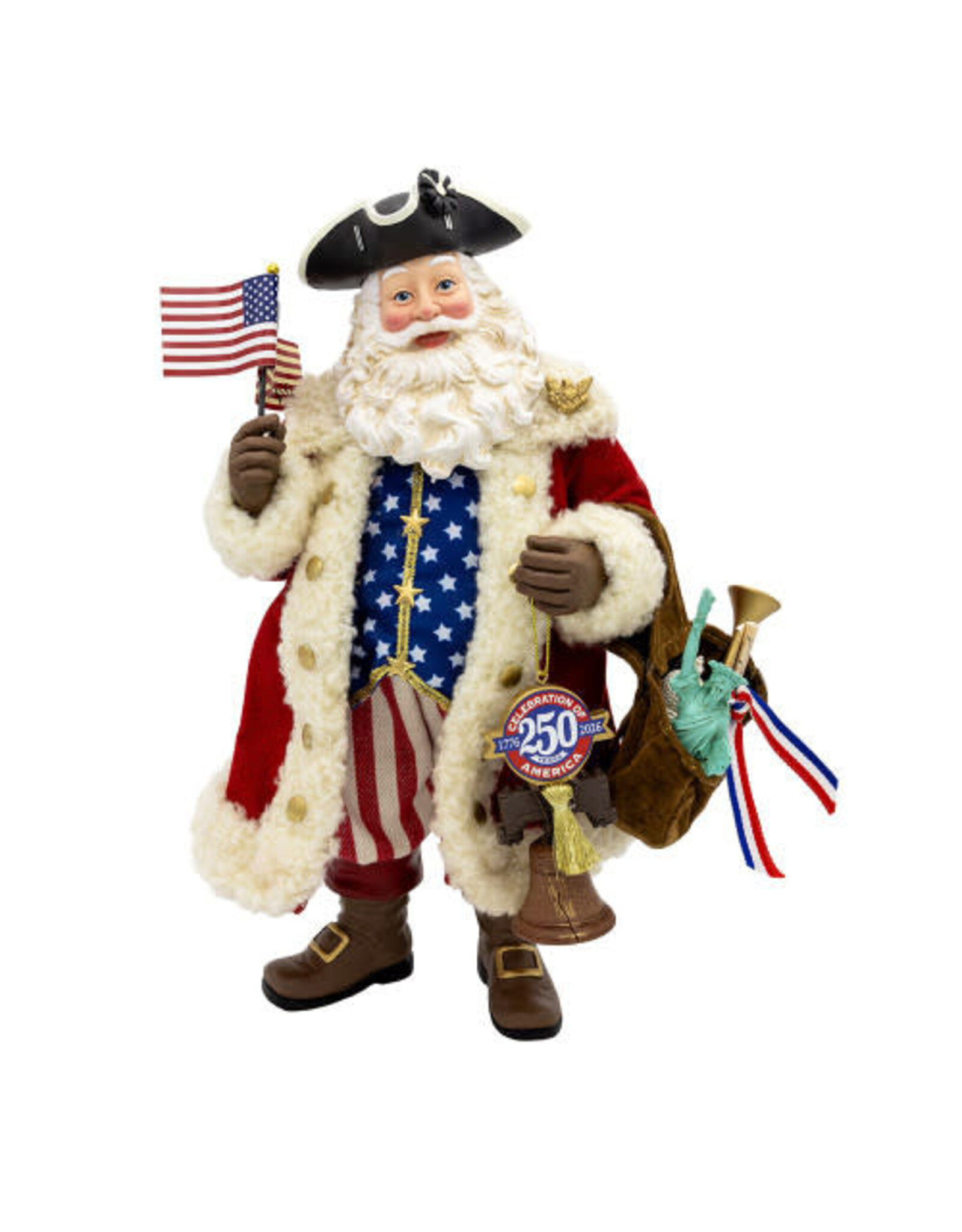Kurt Adler Patriotic 250th Anniversary USA Fabriche Musical Santa