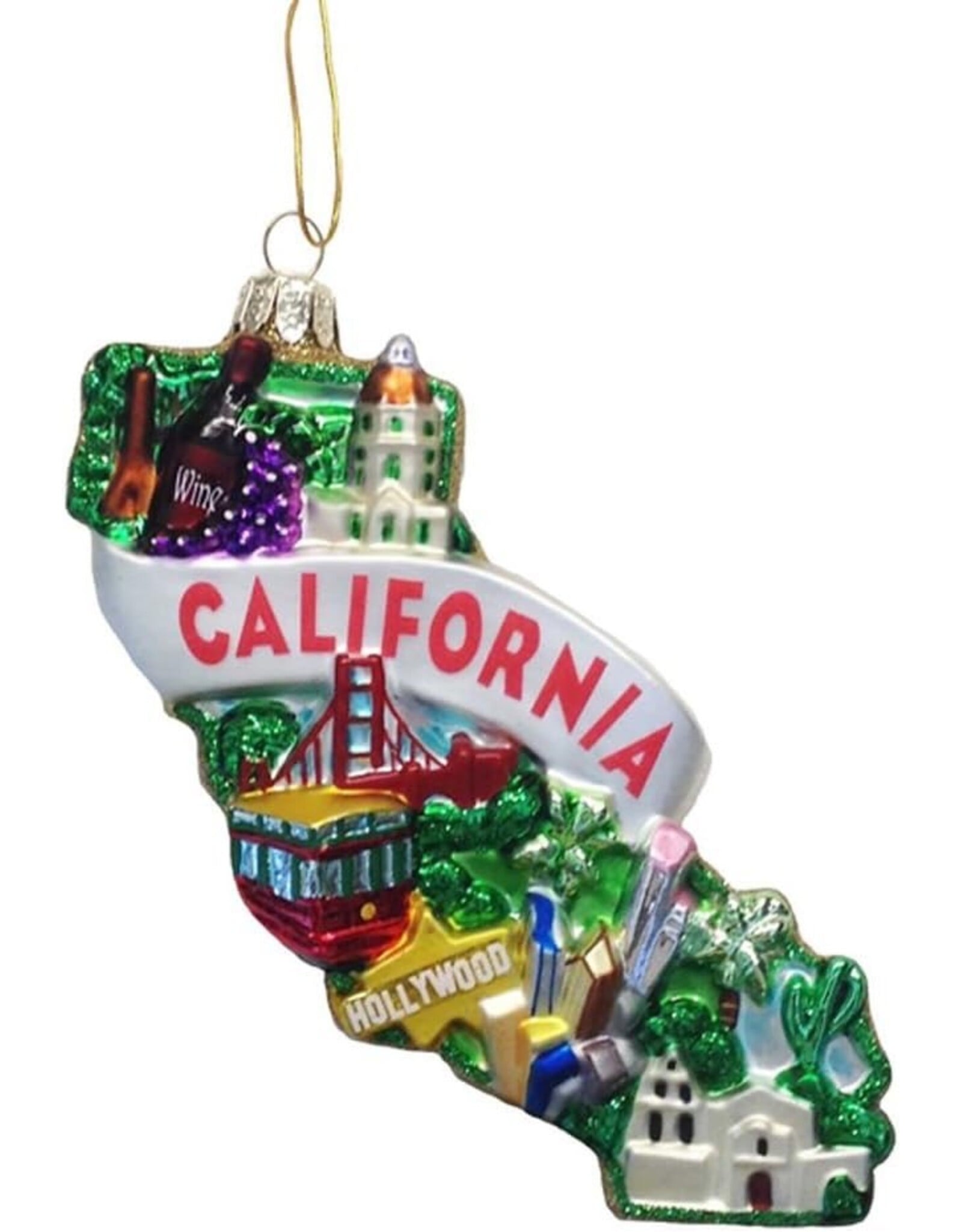 Kurt Adler Glass California Ornament California State Cityscape
