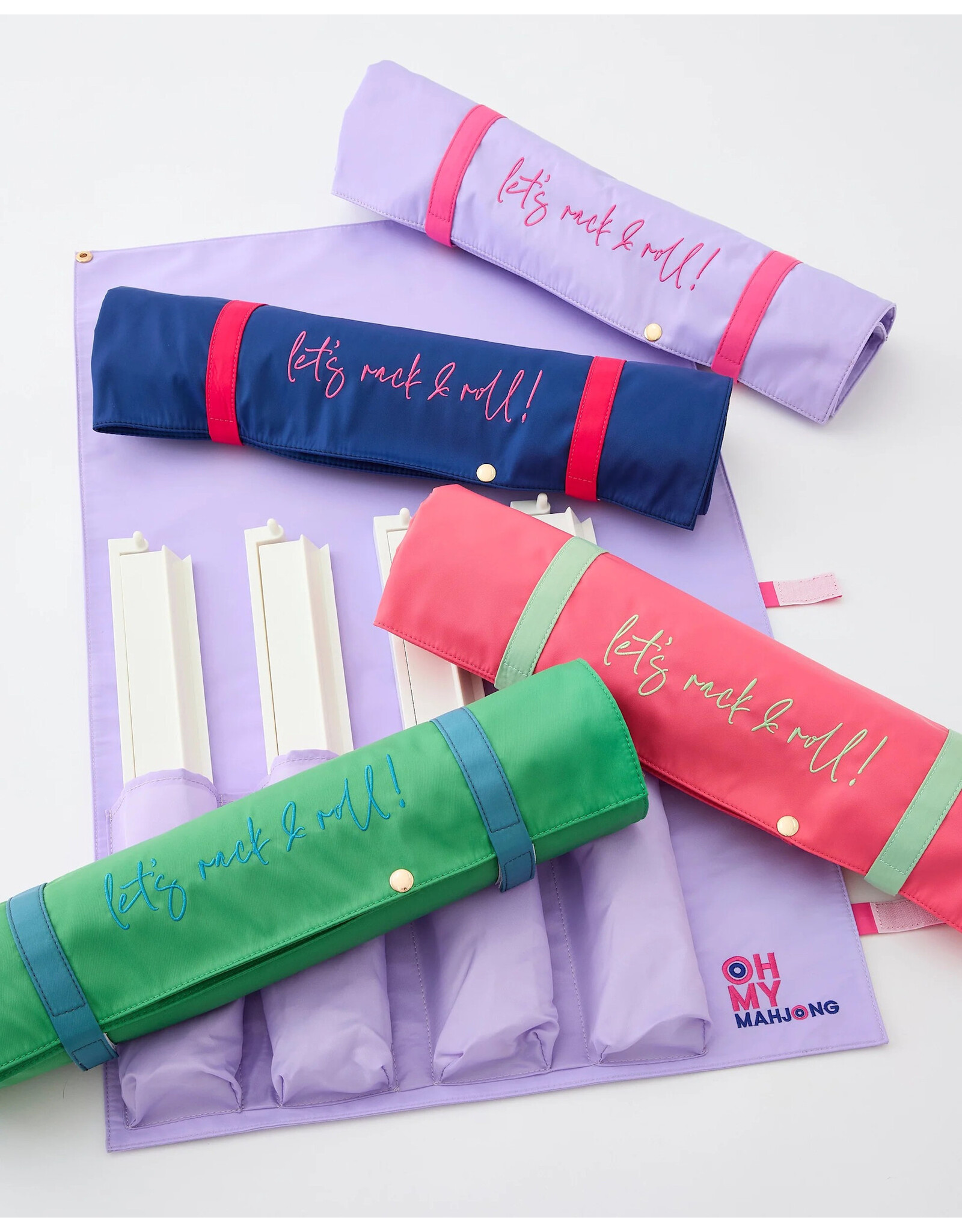 Oh My Mahjong Lets Rack N Roll Bag for Mahjong Racks N Pushers Strawberry Pink