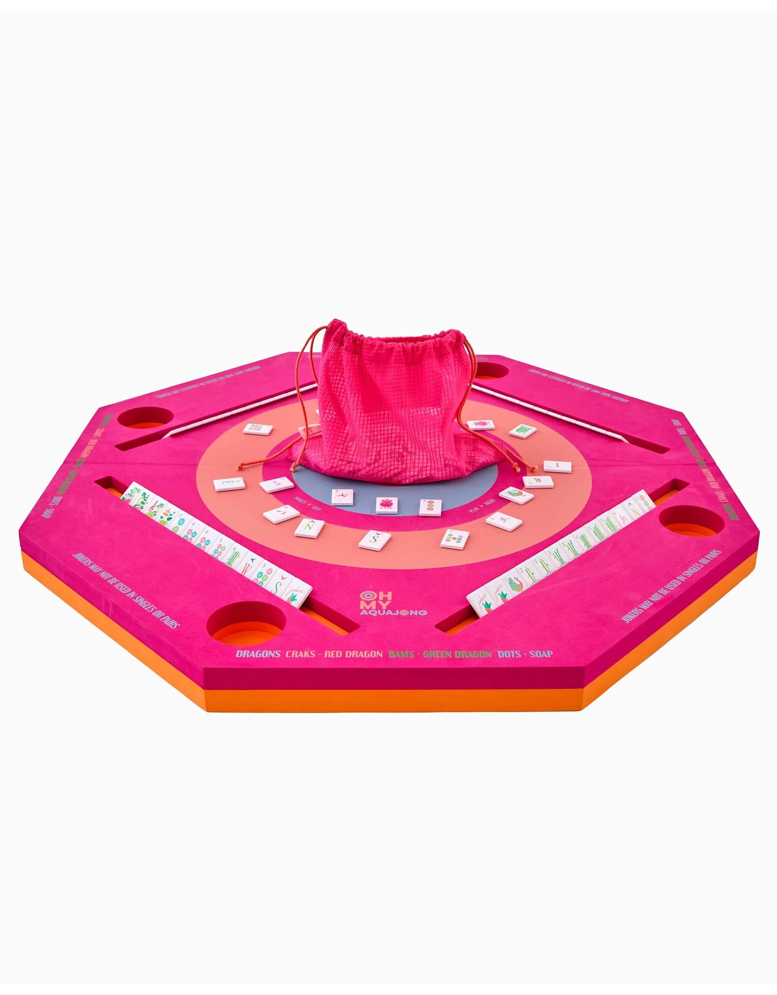 Oh My Mahjong Aqua Jong Pool Mat Floating Mahjong Game Board | Pink