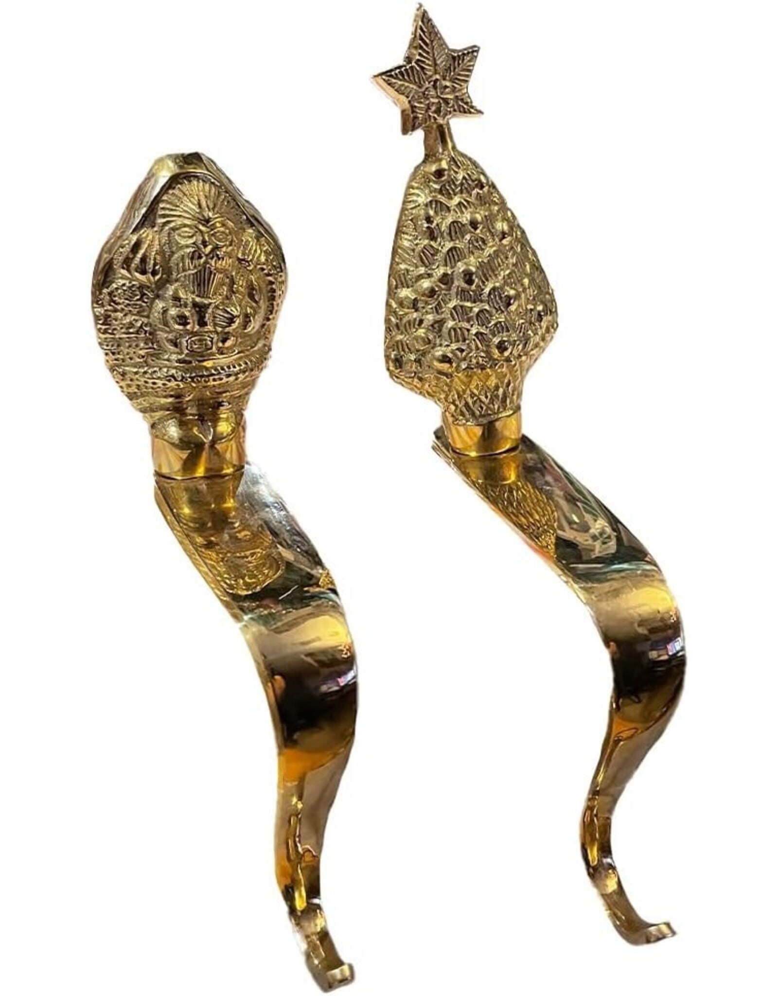 Kurt Adler Brass Christmas Stocking Holders Tree And Santa Hangers