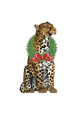 Caspari Ornament Gift Tags 4pk Wild Christmas Leopard
