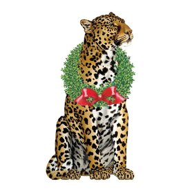 Caspari Ornament Gift Tags 4pk Wild Christmas Leopard