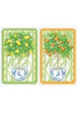 Caspari Playing Cards 2 Decks Of Citrus Topiaries LARGE Type