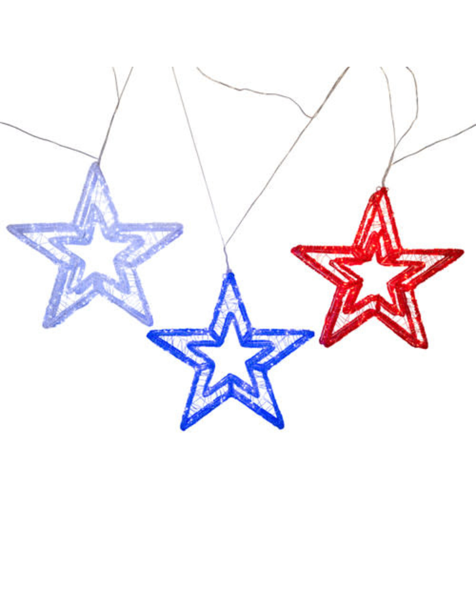 Kurt Adler Red Cool White N Blue 16in Stars w 720 Fairy Lights Set
