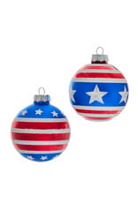 Kurt Adler Stars N Stripes RWB Glass Ball Ornaments Set of 6 80mm