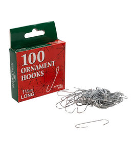 Kurt Adler Ornament Hooks 1.125 inch Pack of 100 Silver Wire Hooks Set