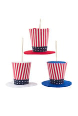 Kurt Adler Patriotic Stars And Stripes Hat Ornaments Set of 3