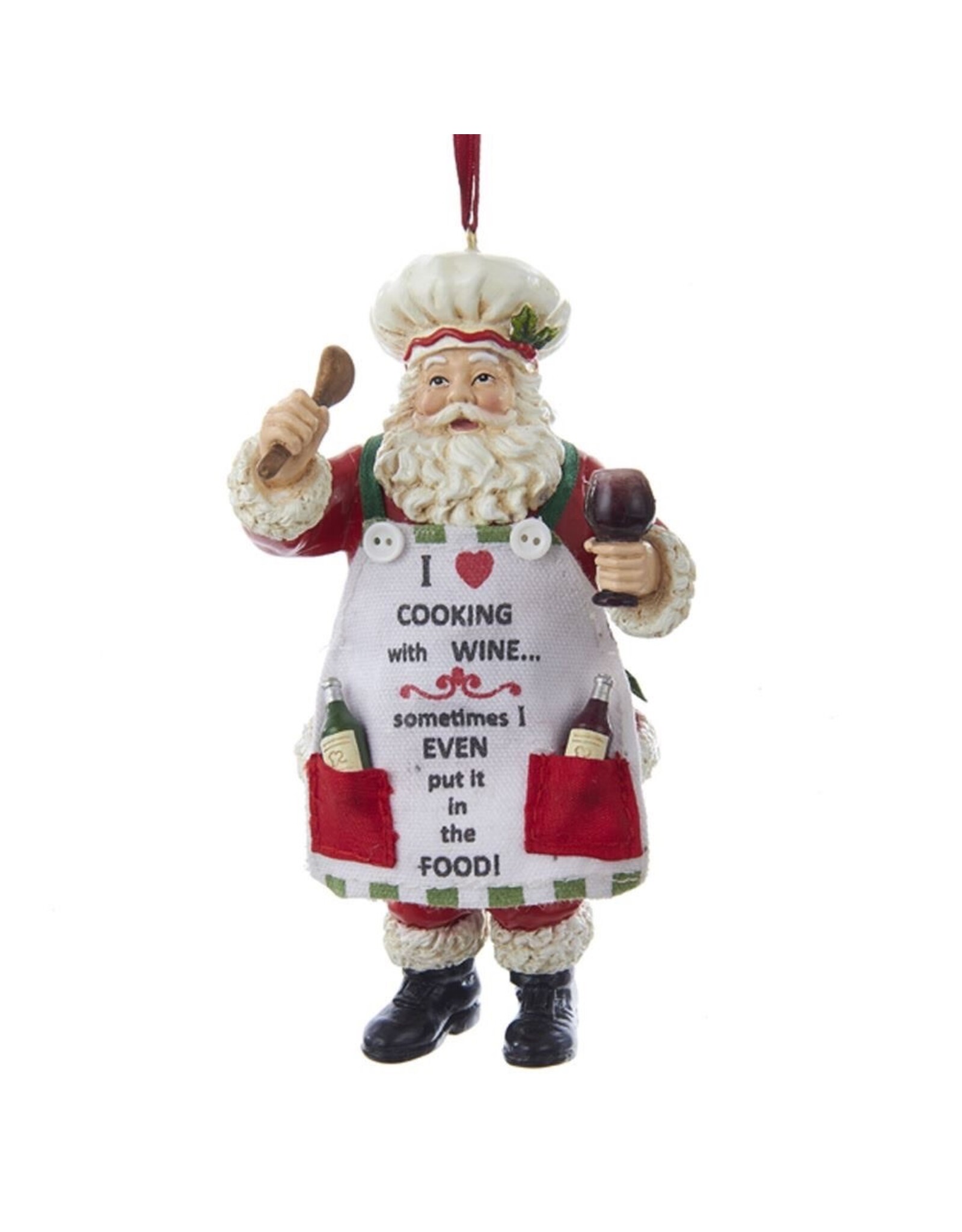 Kurt Adler Chef Santa Cooking With Wine Ornament 5 Inch
