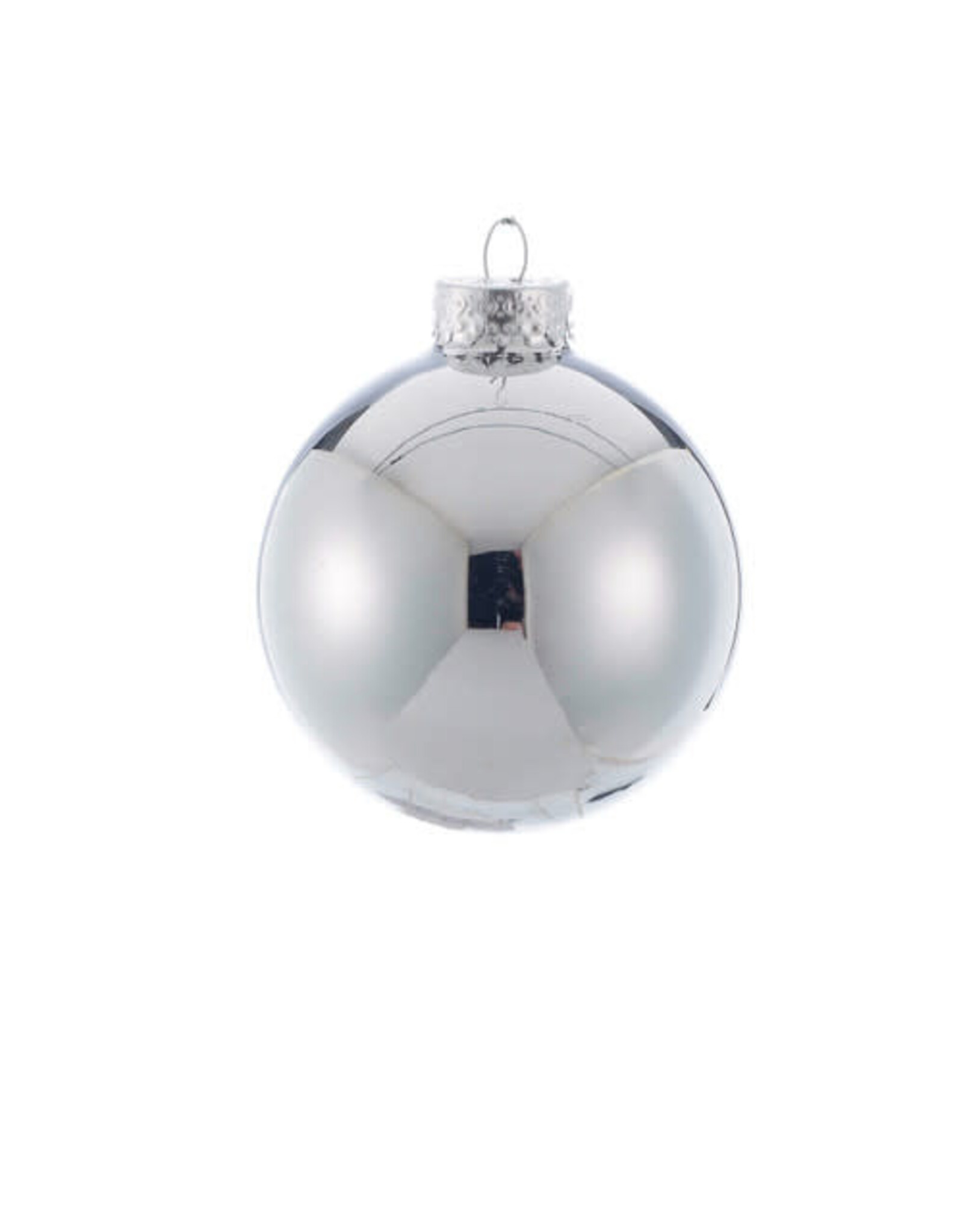 Kurt Adler Shiny Silver Glass Ball Ornaments 65mm 6pc Set